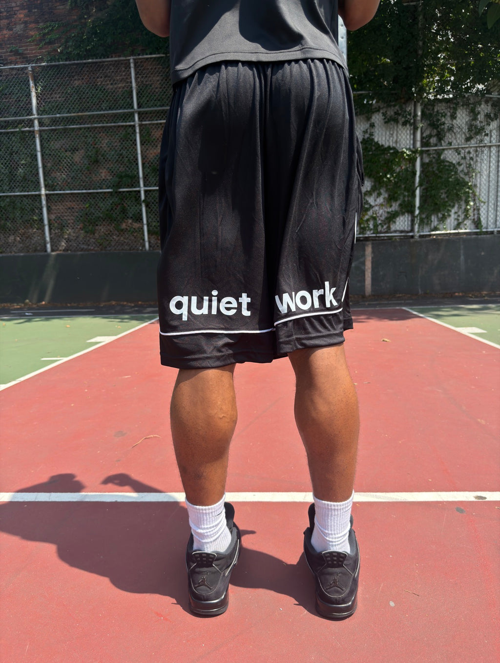 BLACK QUIETWORK HOOP SHORTS