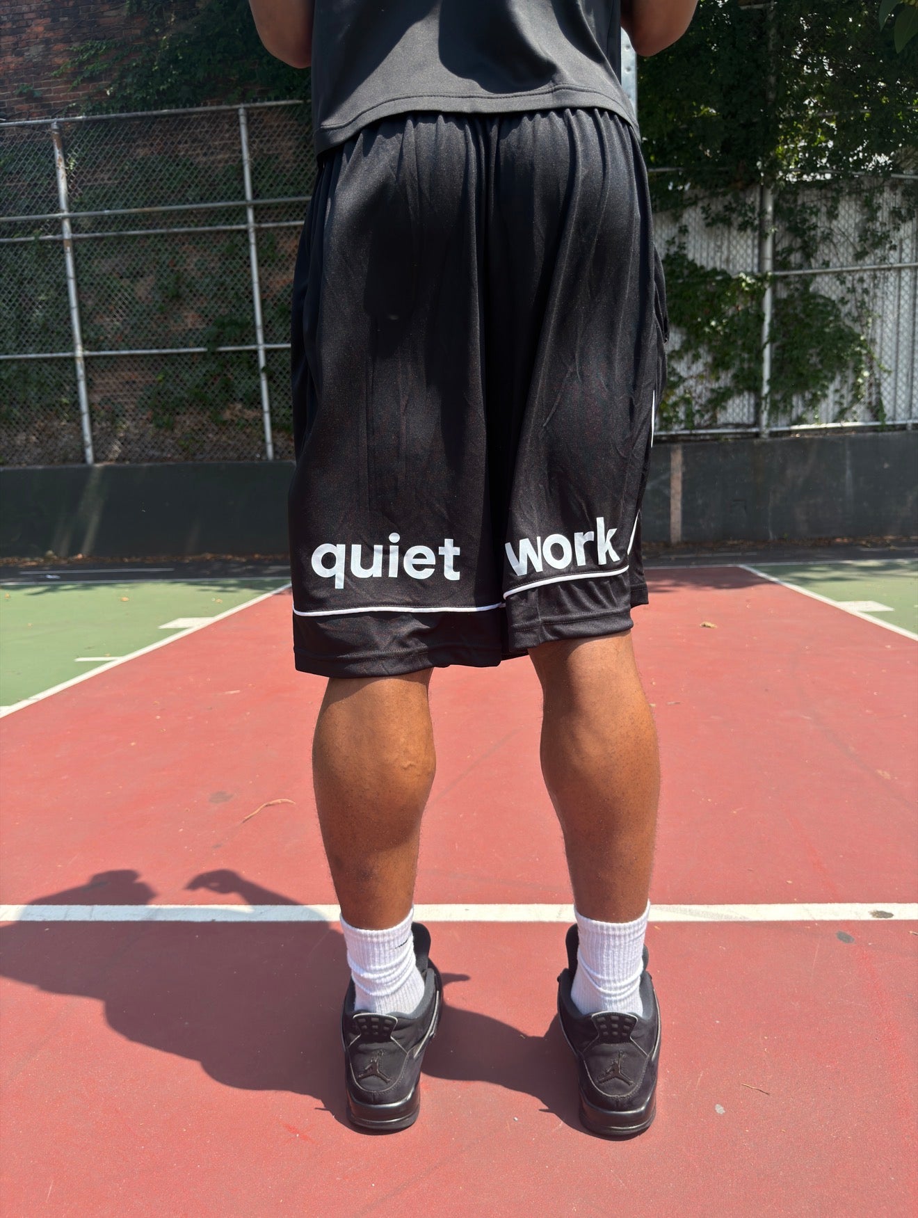 BLACK QUIETWORK HOOP SHORTS