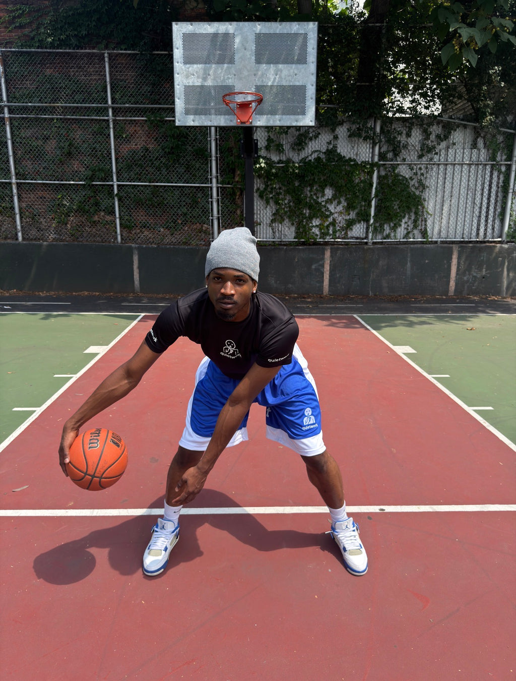 BLUE QUIETWORK HOOP SHORTS